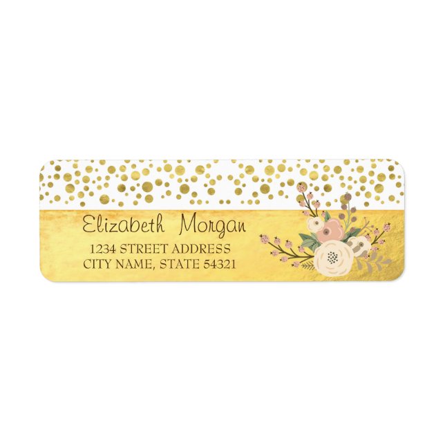 Elegant,Glitzer Herz,Confetti,Flowes AddressLabel (Vorne)