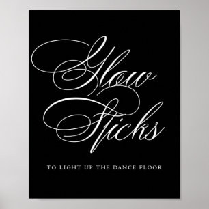 Elegant Glow Sticks White Calligraphy   Chic Table Poster