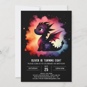 Elegant Glows Dragon Birthday Einladung