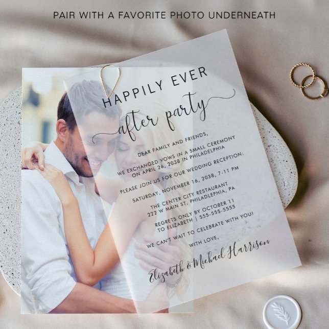 Elegant glücklich immer nach dem Party Hochzeit Em (Elevate your wedding invitations with the timeless beauty of vellum overlays)