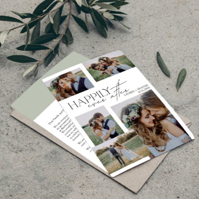 Elegant glücklich immer nach der Hochzeit des mode Ankündigung (Easily personalize this wedding announcement with your deets and photos)