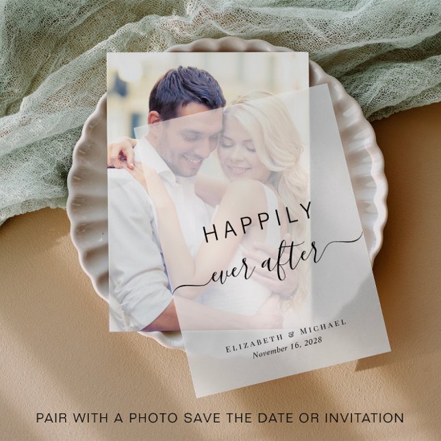 Elegant glücklich immer nach Hochzeit (Elevate your save the dates or wedding invitations with the timeless beauty of vellum overlays)