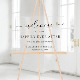 Elegant glücklich immer nach Hochzeit Willkommen Acrylschild