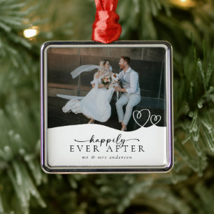 Elegant glücklich je nach Script Foto Hochzeit Ornament Aus Metall
