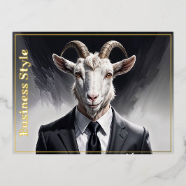 Elegant goat gentleman in formal portrait scene folien feiertagspostkarte