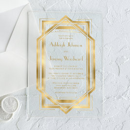 Elegant Gold 1920er Deko Frame Wedding Acryleinladungen
