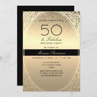 Elegant Gold 50. Geburtstag Einladung