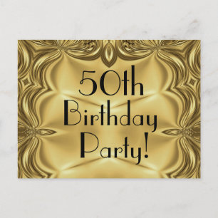 Elegant Gold 50. Geburtstag Einladung Postkarten
