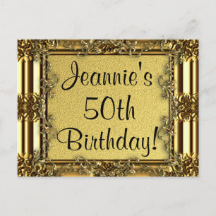 Elegant Gold 50. Geburtstag Einladung Postkarten