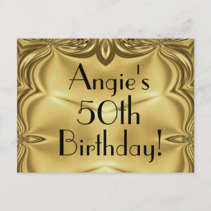 Elegant Gold 50. Geburtstag Einladung Postkarten