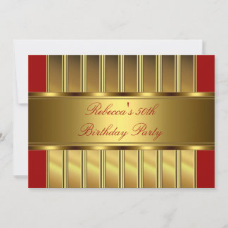 Elegant Gold 50. Geburtstag Party Event Red 2 Einladung