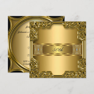 Elegant Gold 50. Geburtstagsfeier Jubiläum Gold Einladung
