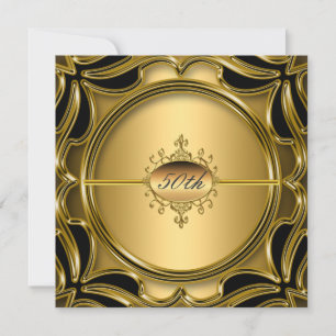Elegant Gold 50. Geburtstagsfeier Jubiläum Gold Einladung