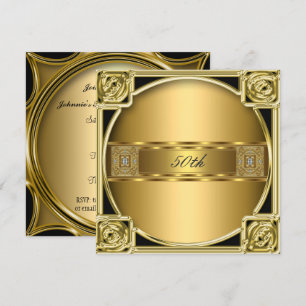 Elegant Gold 50. Geburtstagsfeier Jubiläum Gold Einladung