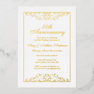 Elegant Gold 50. Hochzeitstag Folieneinladung