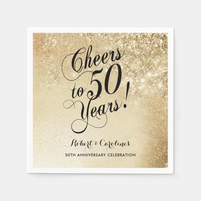 Elegant Gold 50. Jubiläum Serviette (Vorderseite)