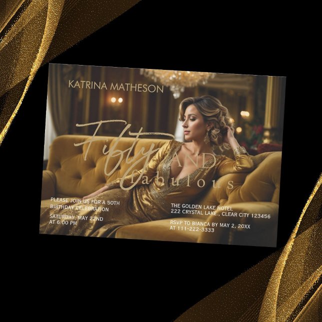 Elegant Gold 50 und fabelhaft 50. Geburtstag Einladung (Von Creator hochgeladen)