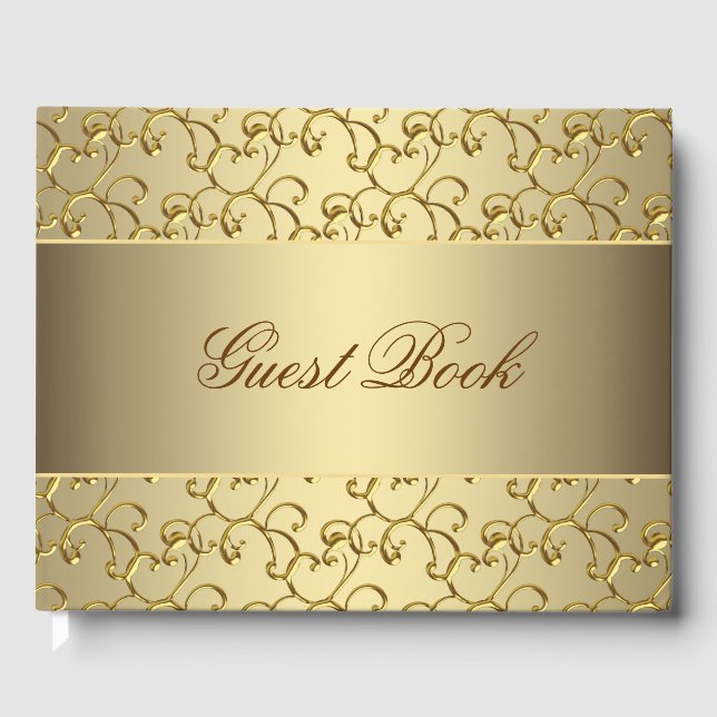 Elegant Gold 50. Wedding Anniversary Gast Book Gästebuch (Vorderseite)