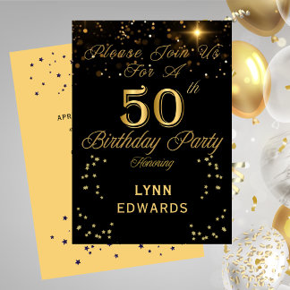 Elegant Gold 50th Birthday Party Invitation Einladung