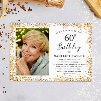Elegant Gold 60. Geburtstag Einladung
