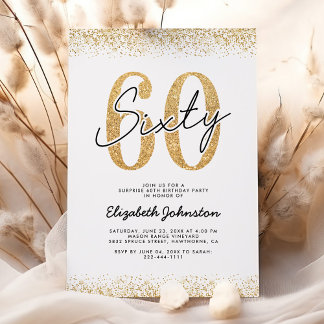 Elegant Gold 60. Geburtstagsparty Einladung
