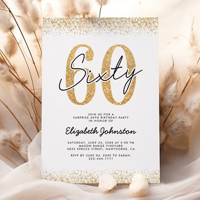 Elegant Gold 60. Geburtstagsparty Einladung (Von Creator hochgeladen)