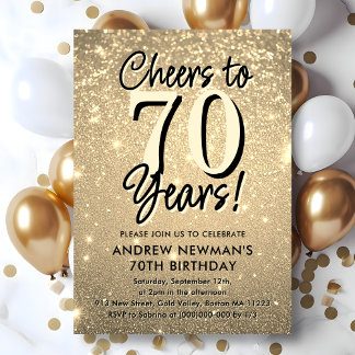 Elegant Gold 70. Geburtstag Einladung