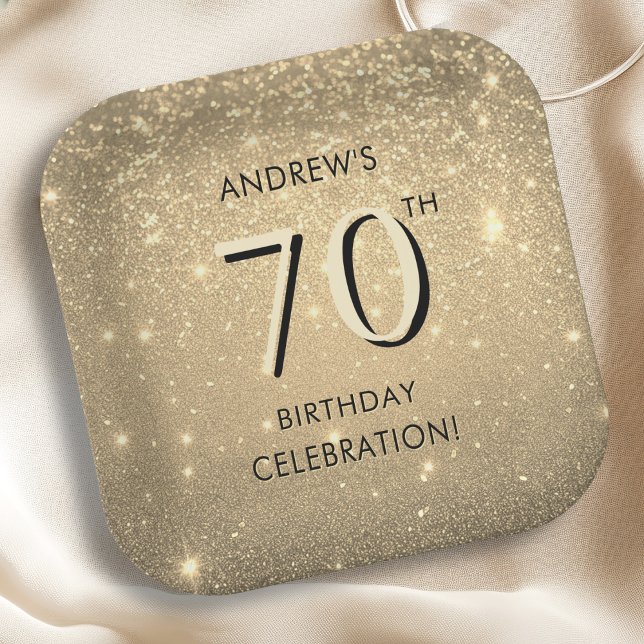 Elegant Gold 70. Geburtstag Pappteller (Von Creator hochgeladen)
