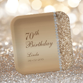 Elegant Gold 70. Geburtstag Pappteller