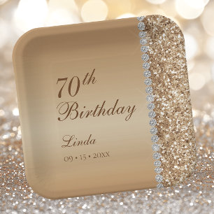 Elegant Gold 70. Geburtstag Pappteller