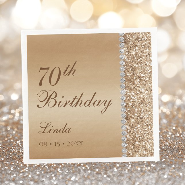 Elegant Gold 70. Geburtstag Serviette (Von Creator hochgeladen)
