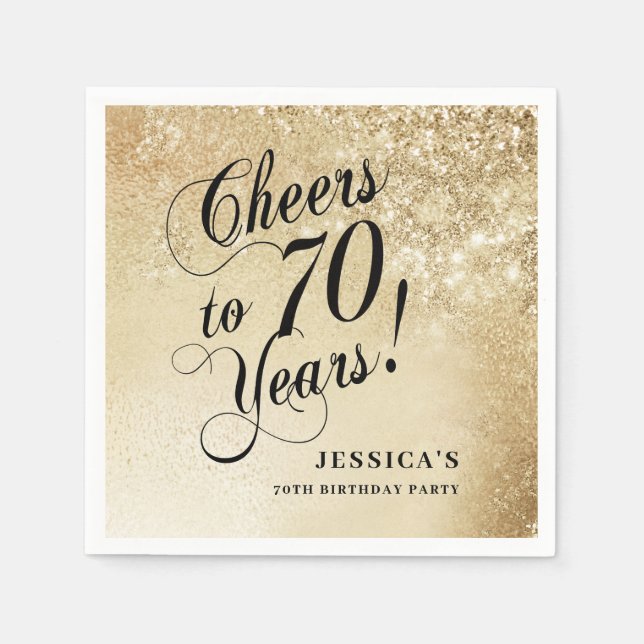 Elegant Gold 70. Geburtstag Serviette (Vorderseite)