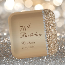 Elegant Gold 75. Geburtstag Pappteller