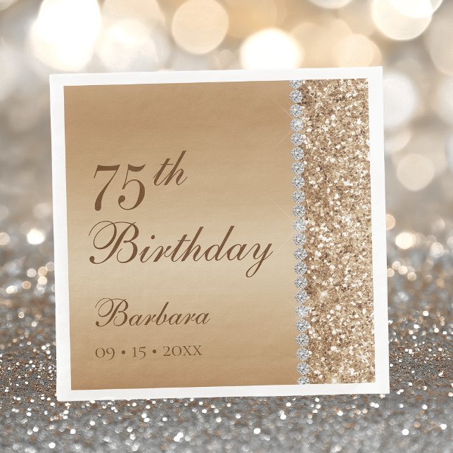Elegant Gold 75. Geburtstag Serviette (Von Creator hochgeladen)
