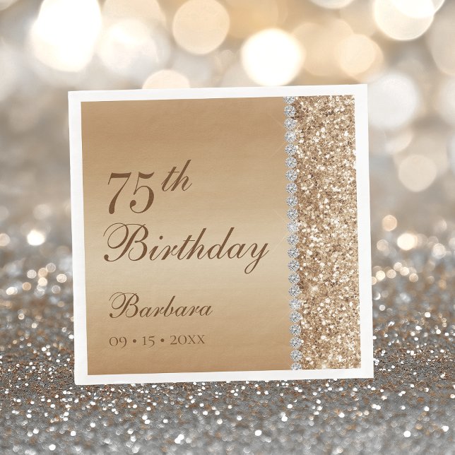 Elegant Gold 75. Geburtstag Serviette (Von Creator hochgeladen)