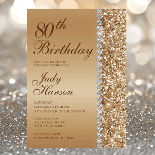 Elegant Gold 80. Geburtstag Einladung