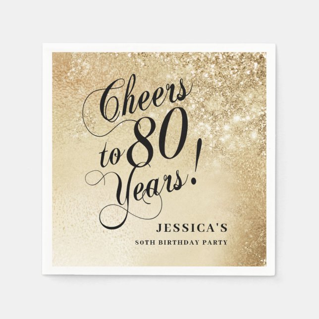 Elegant Gold 80. Geburtstag Serviette (Vorderseite)