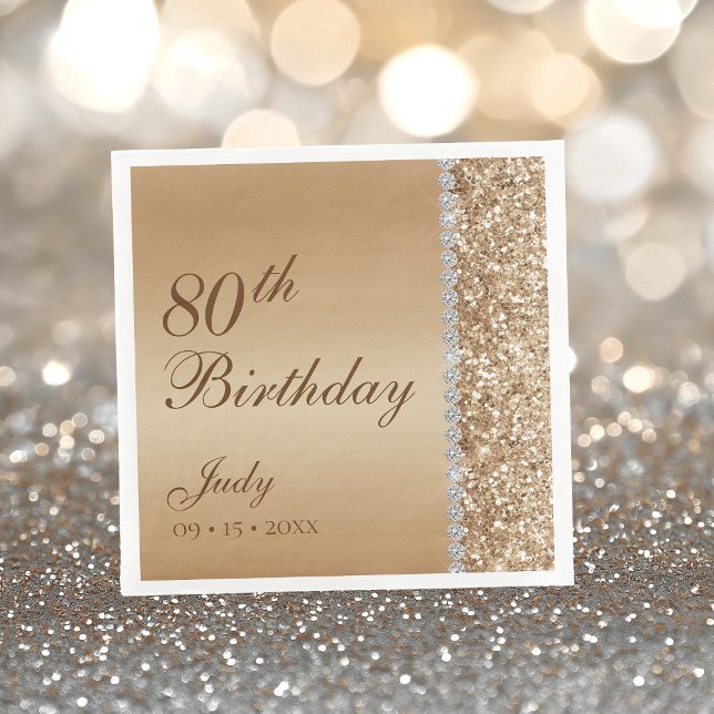 Elegant Gold 80. Geburtstag Serviette (Von Creator hochgeladen)