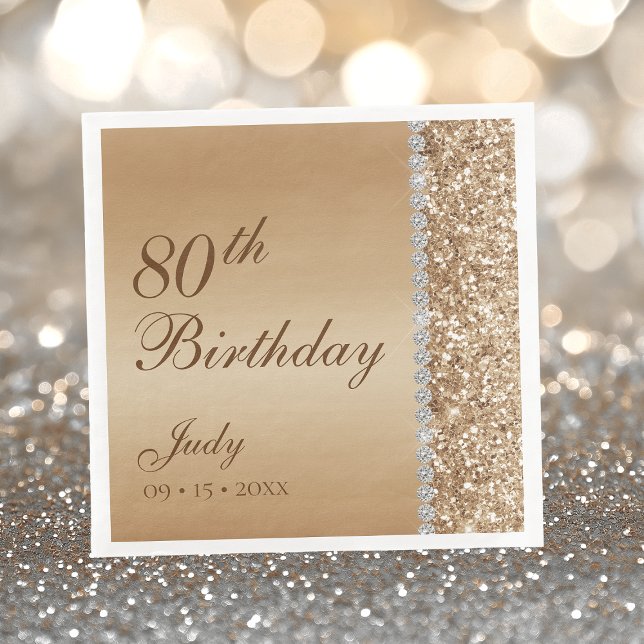 Elegant Gold 80. Geburtstag Serviette (Von Creator hochgeladen)