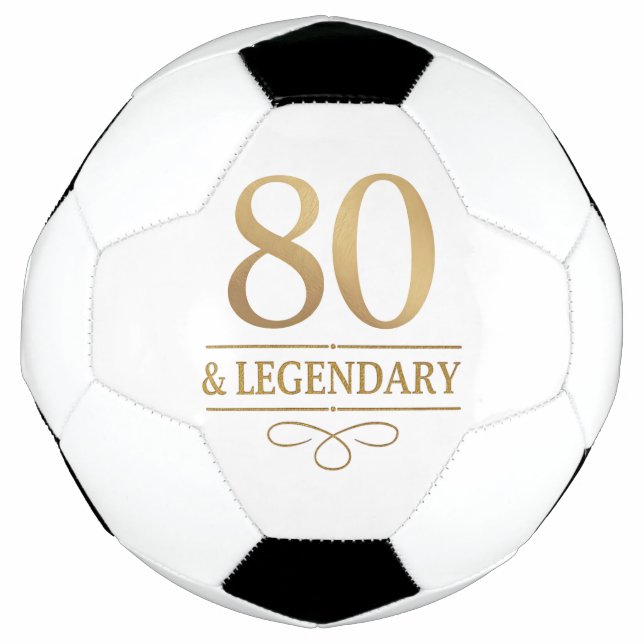 Elegant Gold 80. & Legendary Birthday Fußball (Vorderseite)