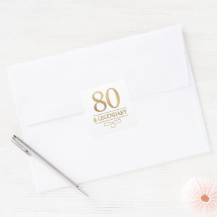 Elegant Gold 80. & Legendary Birthday Quadratischer Aufkleber