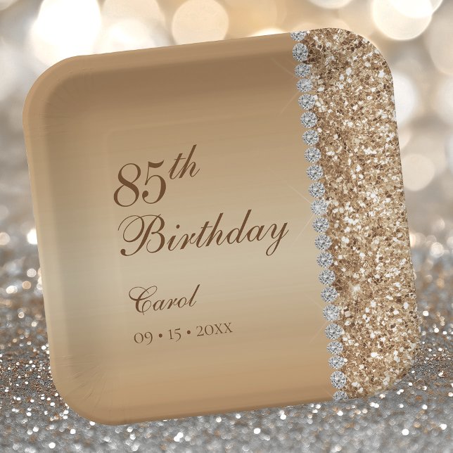 Elegant Gold 85. Geburtstag Pappteller (Von Creator hochgeladen)