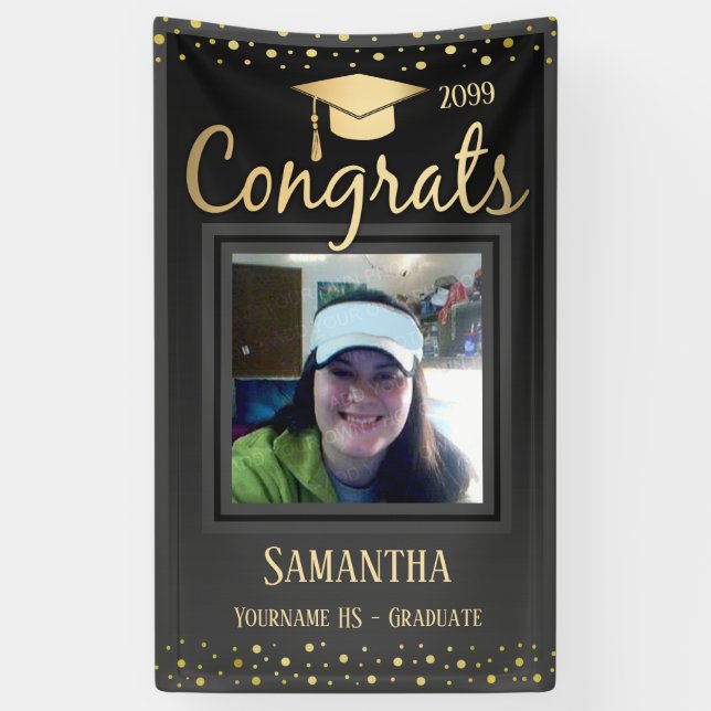 Elegant Gold Abschluss Class of 2022 Foto Banner (Vertikal)
