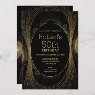 Elegant Gold Abstrakt 50. Geburtstag Einladung