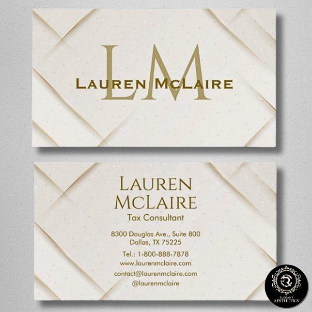 Elegant Gold Accent Monogram Business Card Visitenkarte (Von Creator hochgeladen)