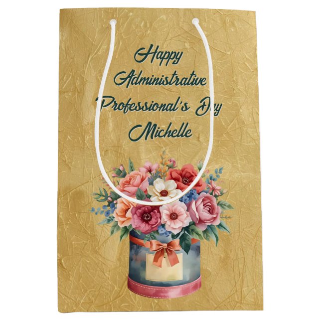 Elegant Gold Administrative Professionals Day Mittlere Geschenktüte (Vorderseite)