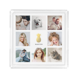 Elegant Gold Ananas | FotoCollage Acryl Tablett