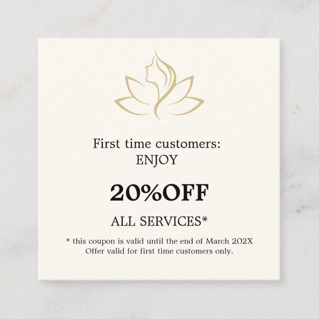 Elegant gold and black beauty salon rabattkarte (Vorderseite)