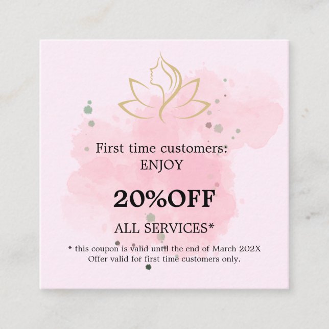 Elegant gold and black beauty salon rabattkarte (Vorderseite)