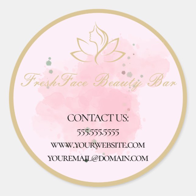 Elegant gold and black beauty salon runder aufkleber (Vorderseite)